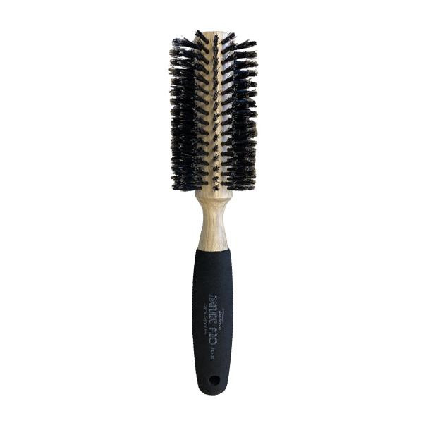Circular brush with natural boar bristles, sponge-covered handle - Extra large