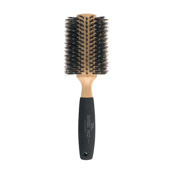 Circular brush with natural boar bristles, sponge-covered handle - Jumbo