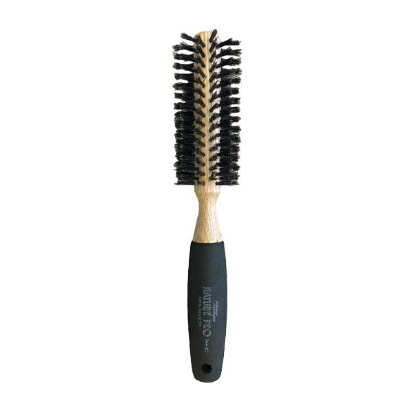 Circular brush with natural boar bristles, sponge-covered handle - Large