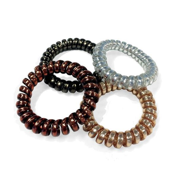 Metallic traceless hair rings - 4/ pack