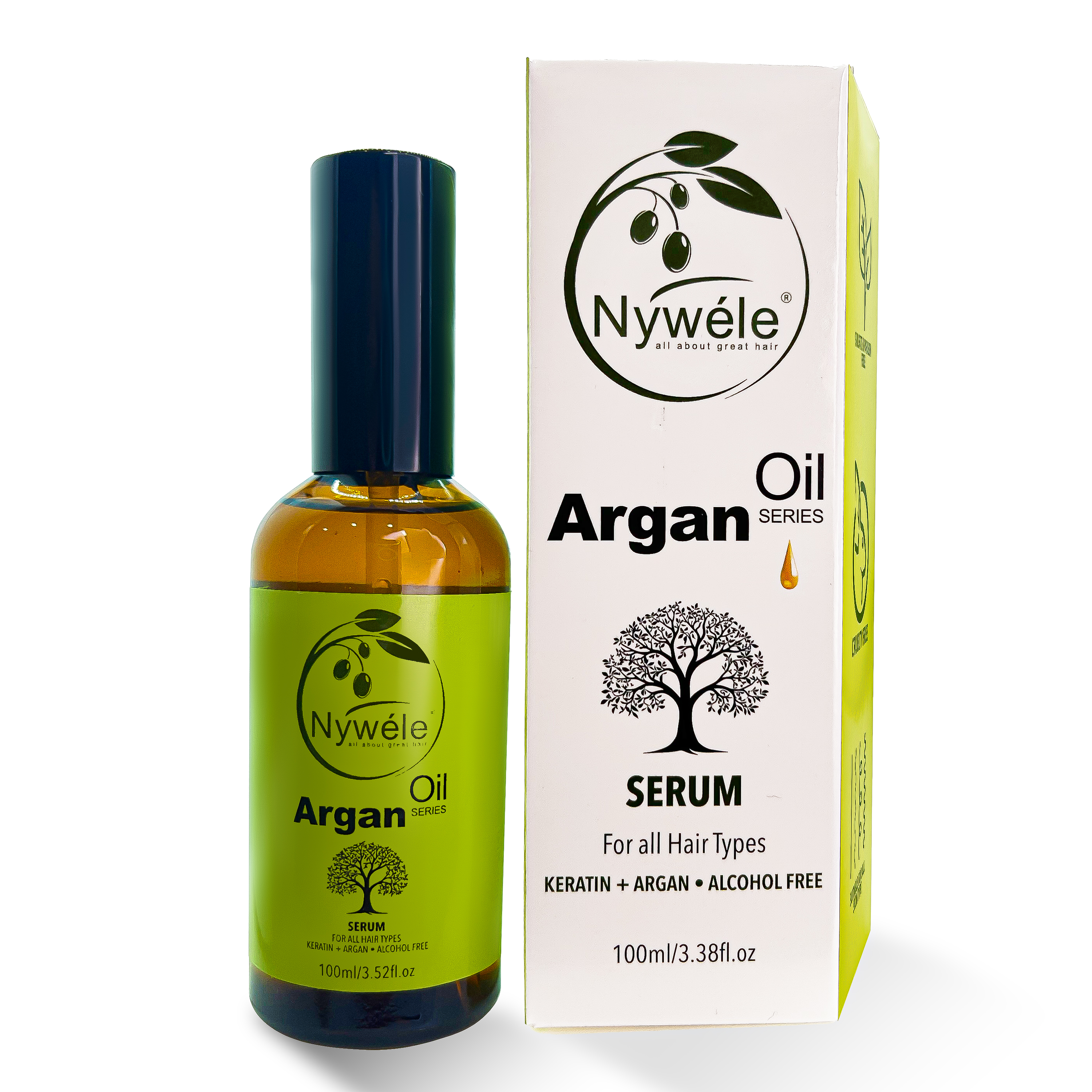 Nywele Argan Oil Hair Serum – Anti-Frizz & Shine Serum with Keratin – Alcohol-Free Leave-In Treatment for Dry, Damaged & Frizzy Hair – Nourishing Hair Repair Serum for All Hair Types – 100ml