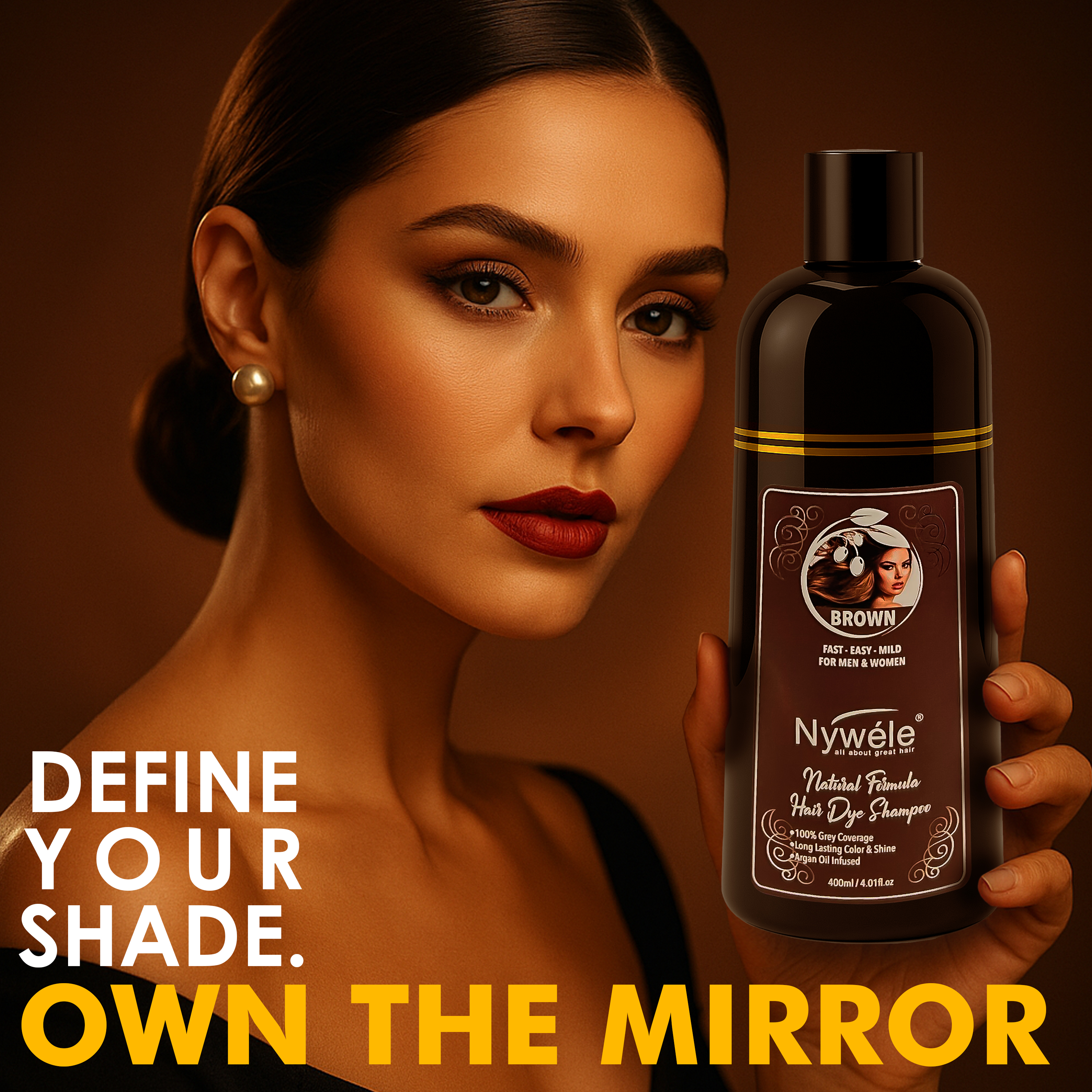 Nywele Hair Color Shampoo 3-in-1 | Instant Hair Dye Shampoo for Gray Coverage – For Men & Women