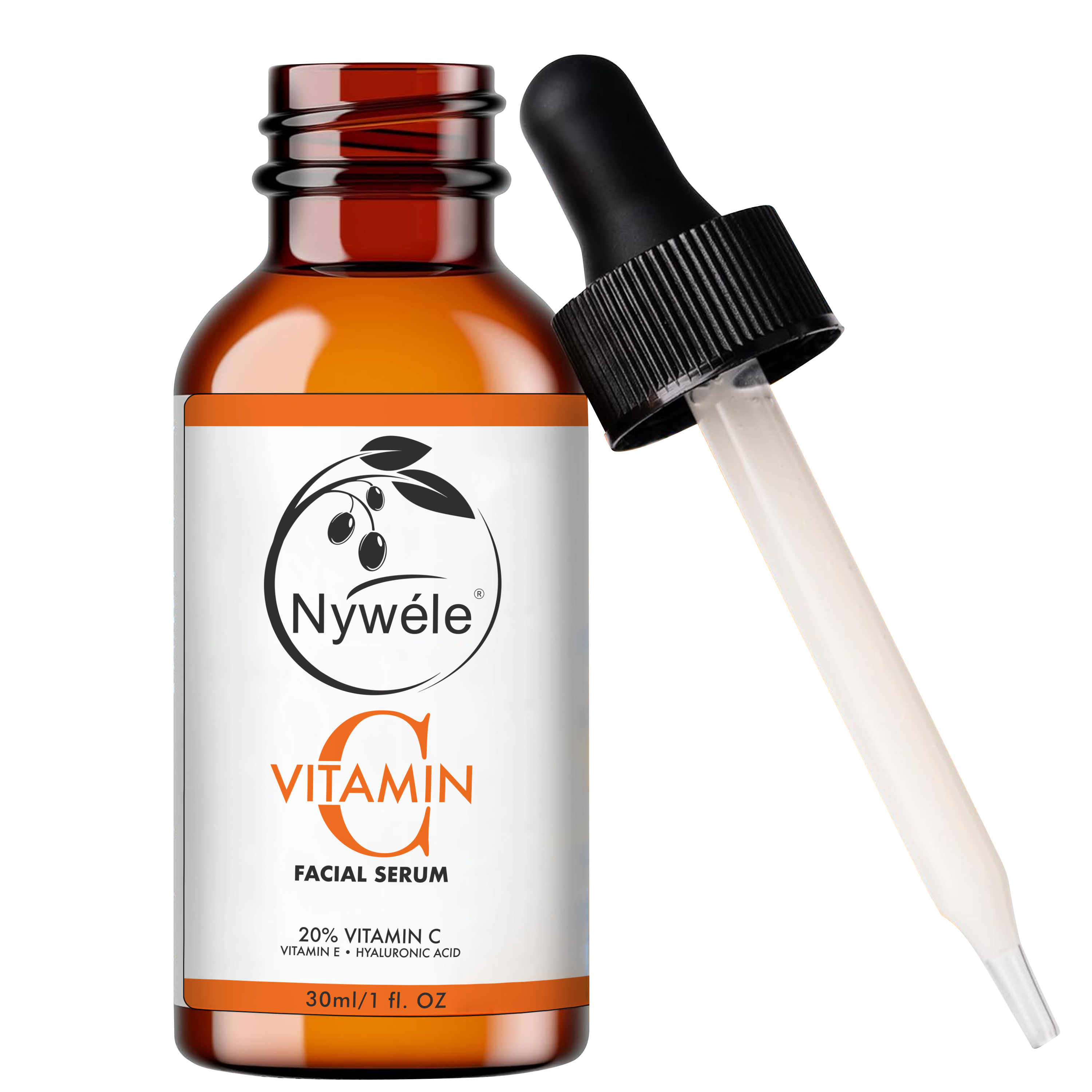 Nywele Vitamin C Serum for Face – 20% Vitamin C + Hyaluronic Acid & Vitamin E – Anti-Aging, Brightening & Hydrating Facial Serum – Dark Spot Remover & Wrinkle Reducer – 30ml